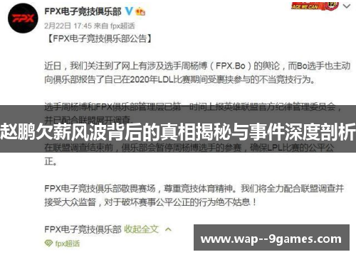 赵鹏欠薪风波背后的真相揭秘与事件深度剖析 赵鹏欠薪风波背后的真相揭秘与事件深度剖析