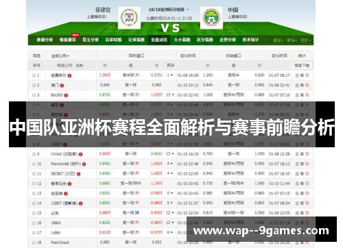 中国队亚洲杯赛程全面解析与赛事前瞻分析